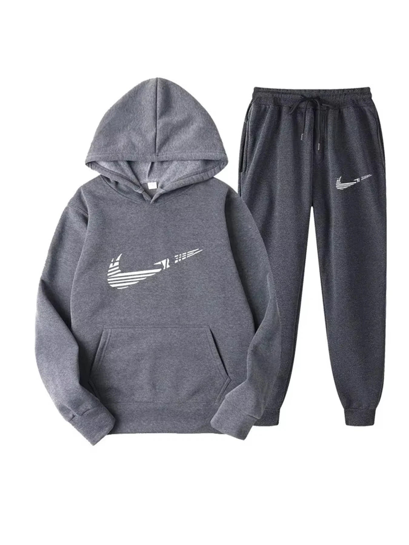 Men Tracksuit 2 Pieces Sets Hooded Sweatshirt +Drawstring Pants Male Hoodies Running Sportswear Men Women Autumn Sportwear