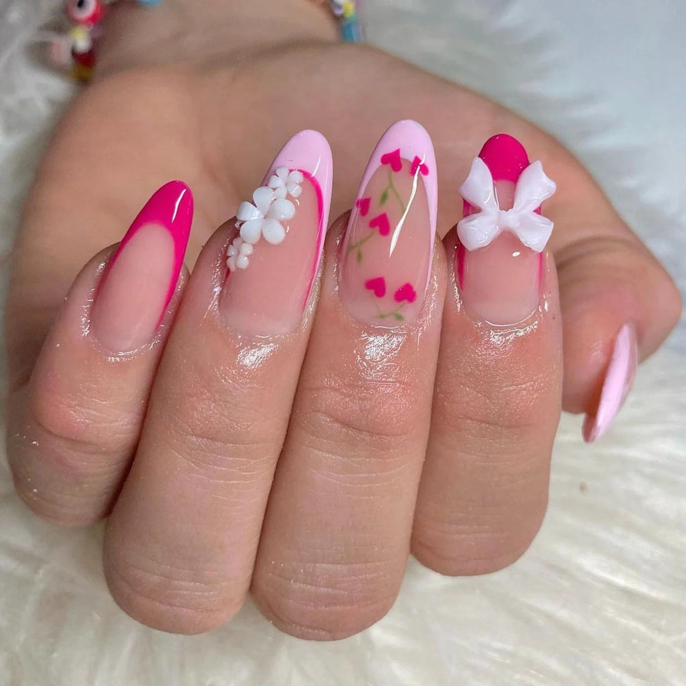 24PCS Short False Nails With Rose Leaf Design Pressed On The Nails, Glossy Glue, Black Full Coverage Acrylic False Nails