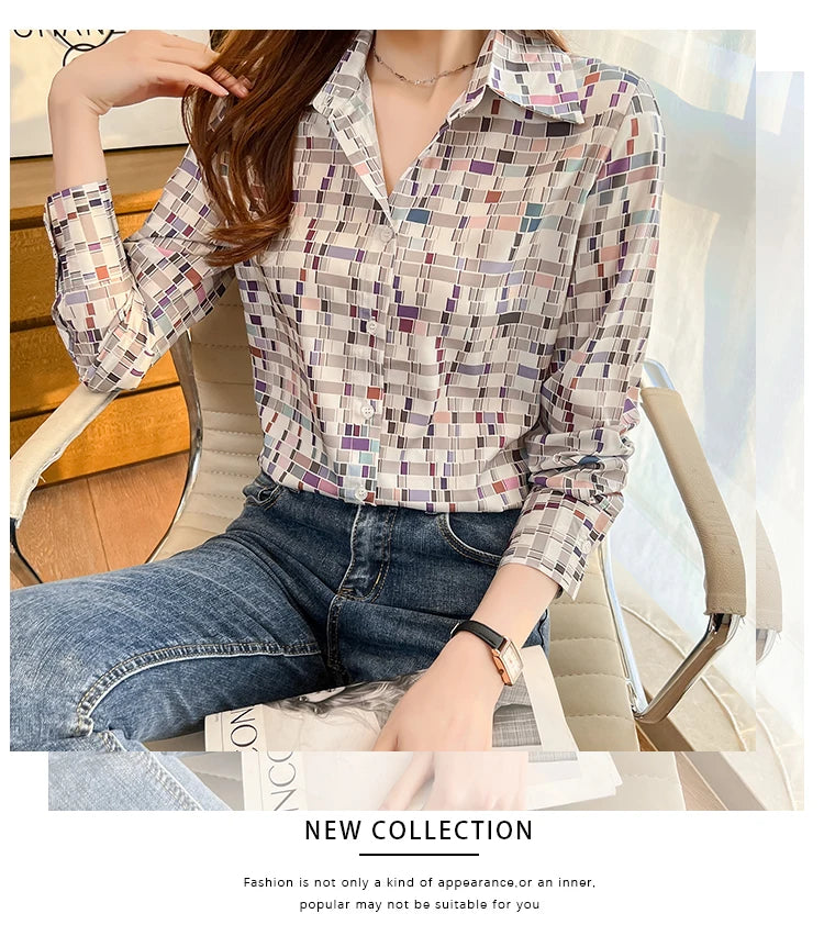 Fashion ladies shirts New elegant Women Blouses Long Sleeve Button-Down Tops blusa mujer