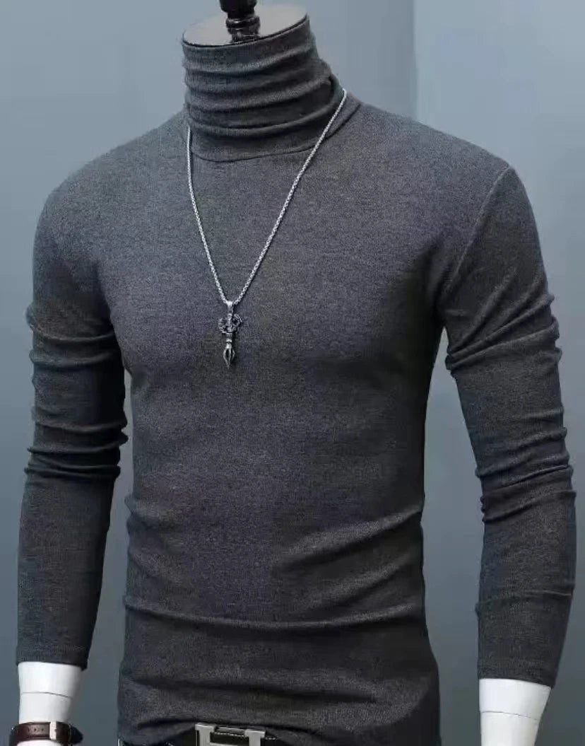 Autumn Winter Mens Turtleneck Sweaters Casual Thermal Long Sleeve Slim Fit Pullovers Stretch Basic Tops Sweatshirt Jumper TShirt