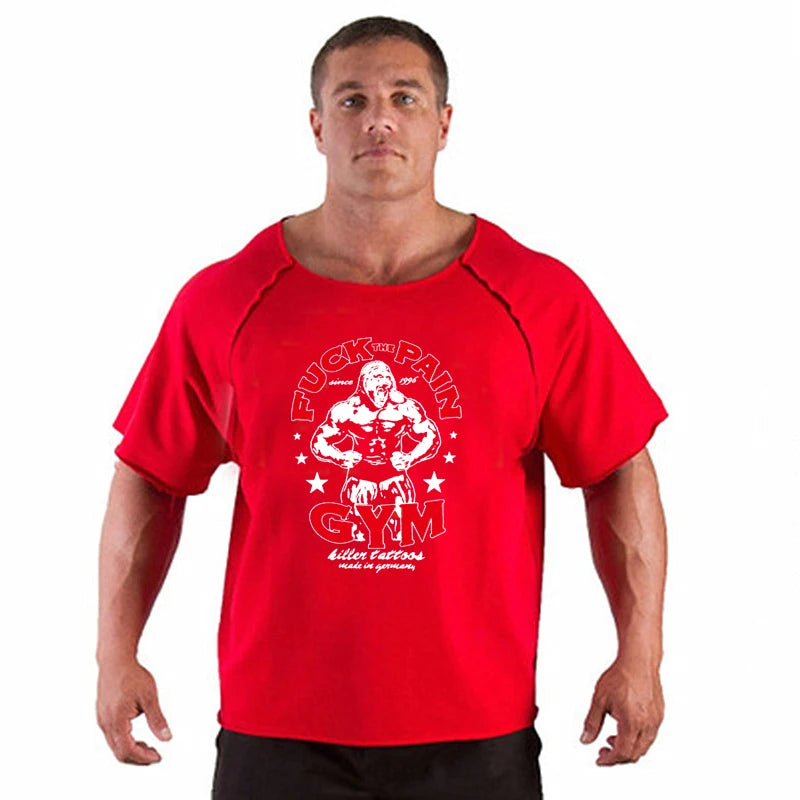 Men's T Shirts Fitness Men Bodybuilding  Shirt Batwing Sleeve Rag shirt Gym Fitness Muscle Running T shirt