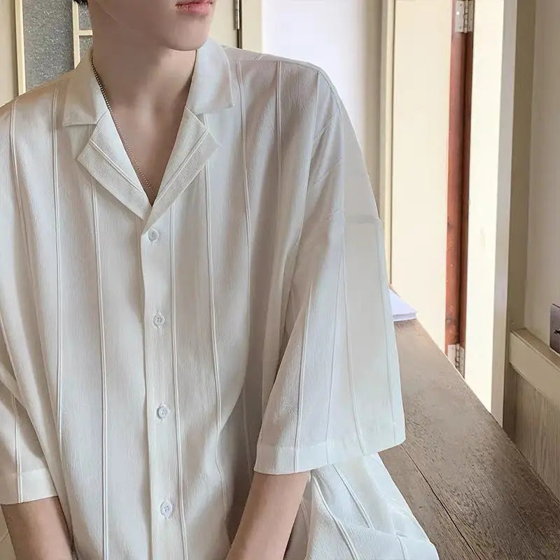 Striped Short Sleeve Shirt Men