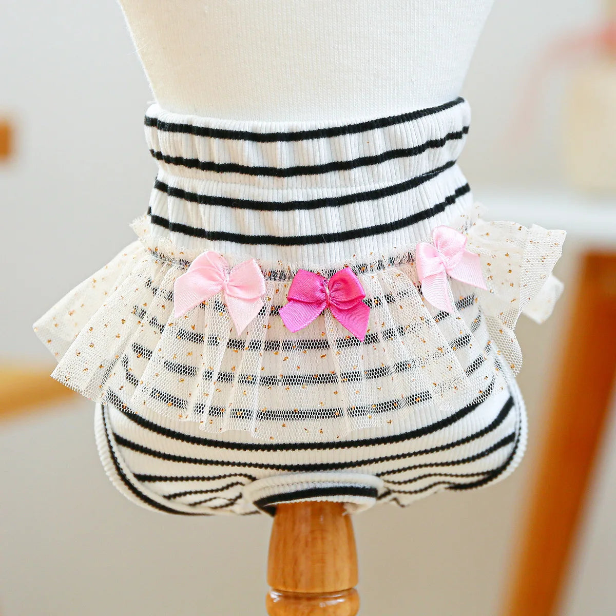 Striped Cotton Puppy Panties Set