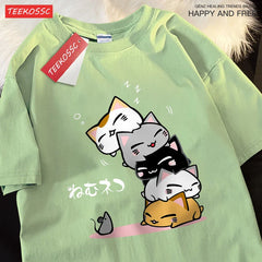 Stacked Cats Oversized Cotton Tee
