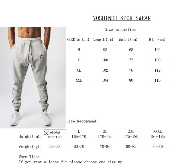 Men's Casual Jogger Pants Winter Sports Tapered Sweatpants for Running Training