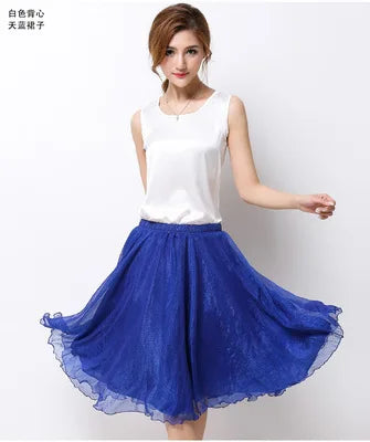 Silk Pleated High Waist Midi