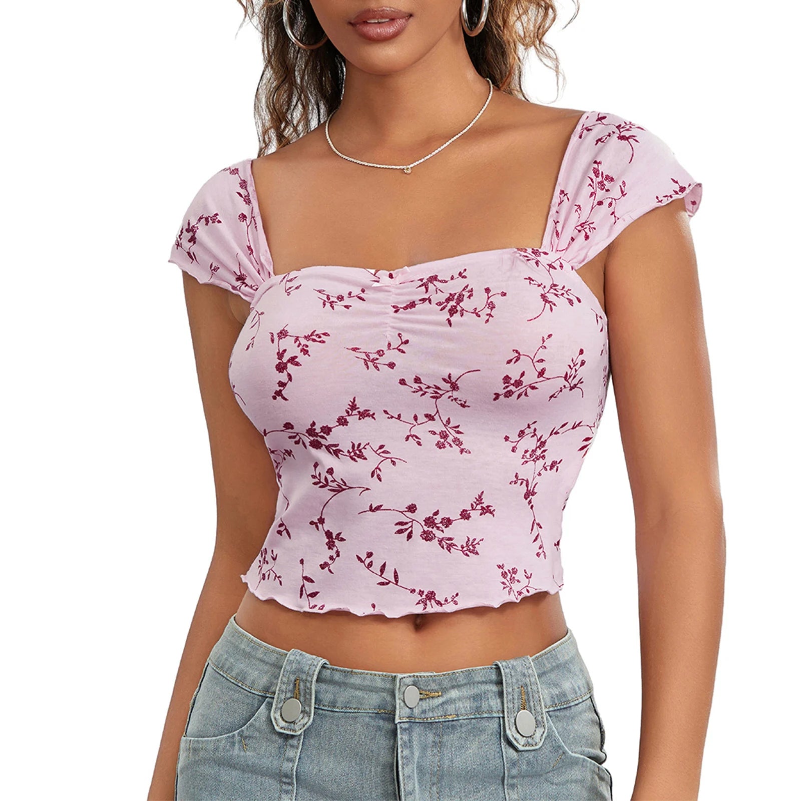 Floral Crop Street Top