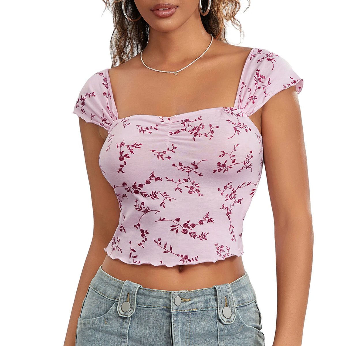 Floral Crop Street Top
