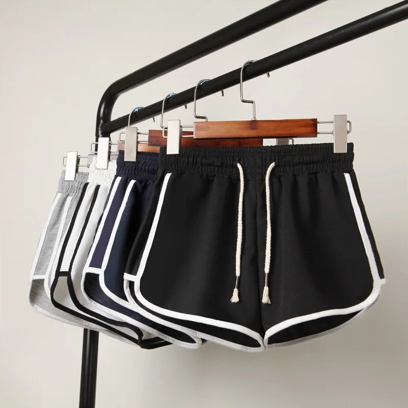 Women yoga Shorts Summer Outer Wear Mid-Waist Casual Loose Straight Pants Lady Stylish Thin Breathable Wide Leg Gym Short Pants