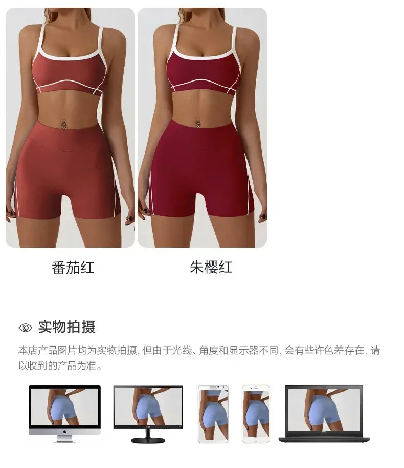 Woman Yoga Sport Outfit for Fitness Two Pieces Short Pant Sets Suits Tracksuit Sportswear Woman Gym Yoga Workout Clothes
