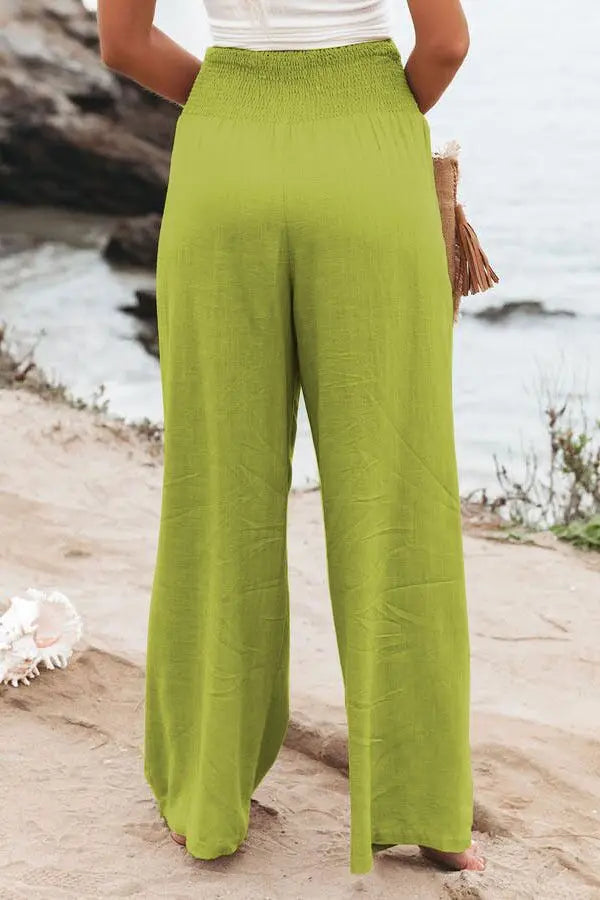 Drawstring Beach Wide Leg Pants