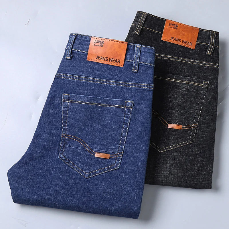 2025 Men's Jeans Casual Stretch Classic Blue Black Denim Pants Men's Texture Jeans Versatile Item Interprets Denim Fashion offic