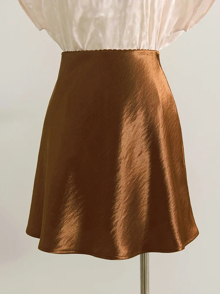 Satin A-Line Office Mini Skirt