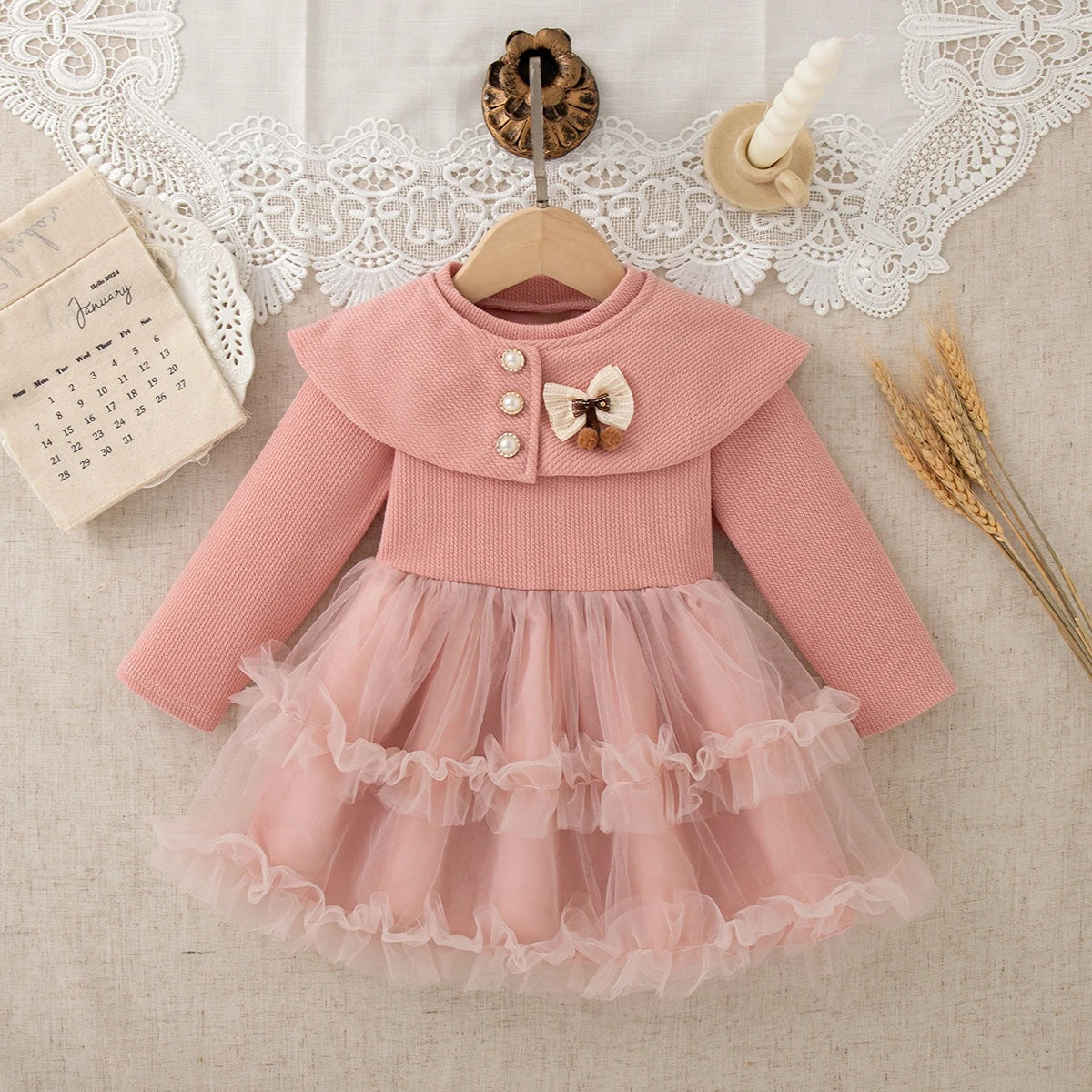 Bow Tulle Flower Baby Dress