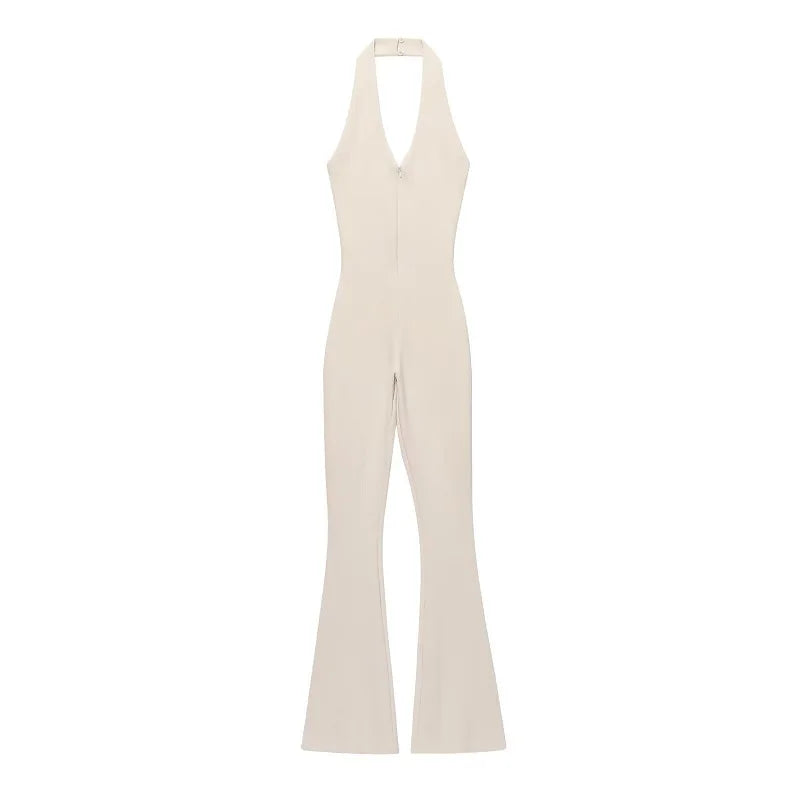 Sleek Flared Backless Summer Jumpsuit