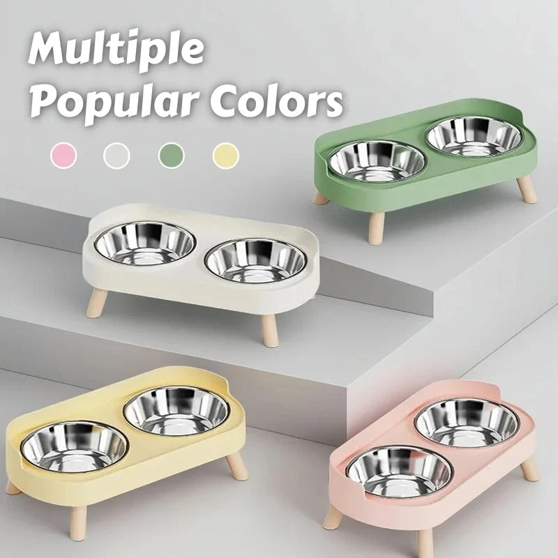 HOMEFISH Dopamine Multicoloured Tall Pet Feeder with Two Stainless Steel Bowls and Neck Support