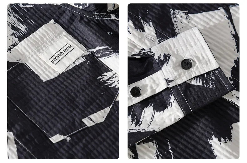 High-quality long-sleeved shirt for new autumn fashion, trendy brand, handsome business style, textured striped shirt, slim fit