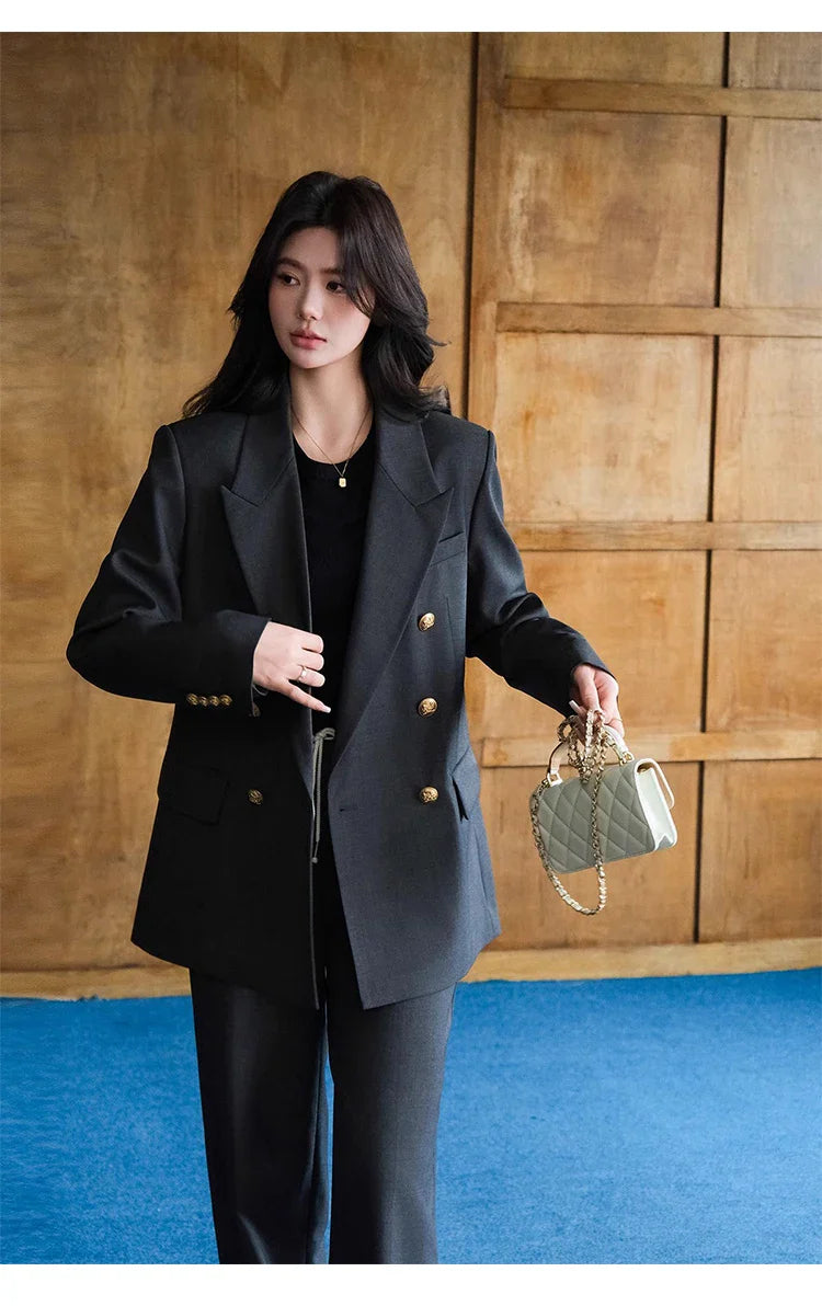 Elegant Peaked Lapel Suit Set