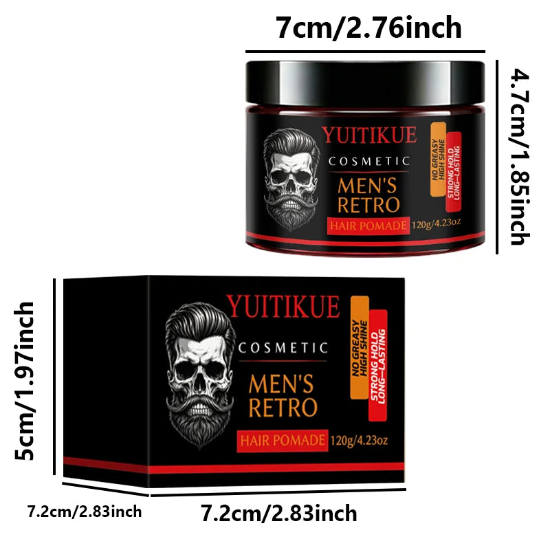 120g Men Retro Hair Pomade Strong Hold High Shine Non Greasy Long Lasting Styling Wax For Slick Back Gentleman Hairstyle