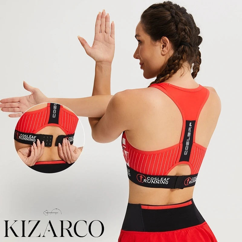 Black Stripe Sports Bras Women Racerback Sleeveless Elastic Waistband Shockproof Quick Dry Stretch Training Camisole Sportswear
