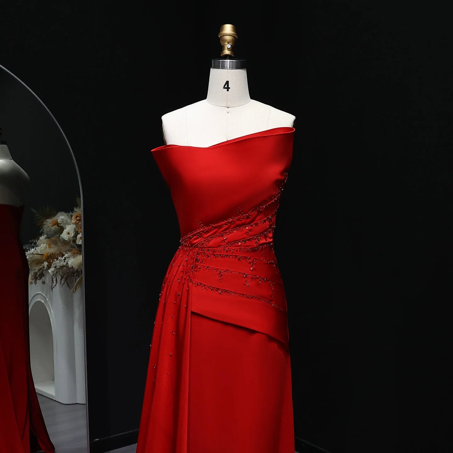 Strapless Satin Mermaid Evening Gown