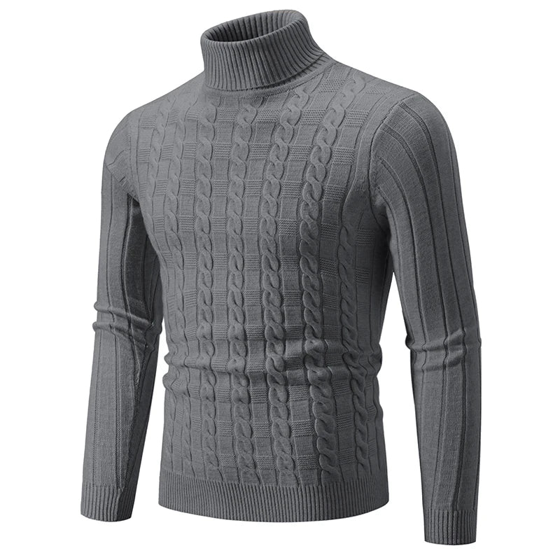 Slim Solid Turtleneck Pullover