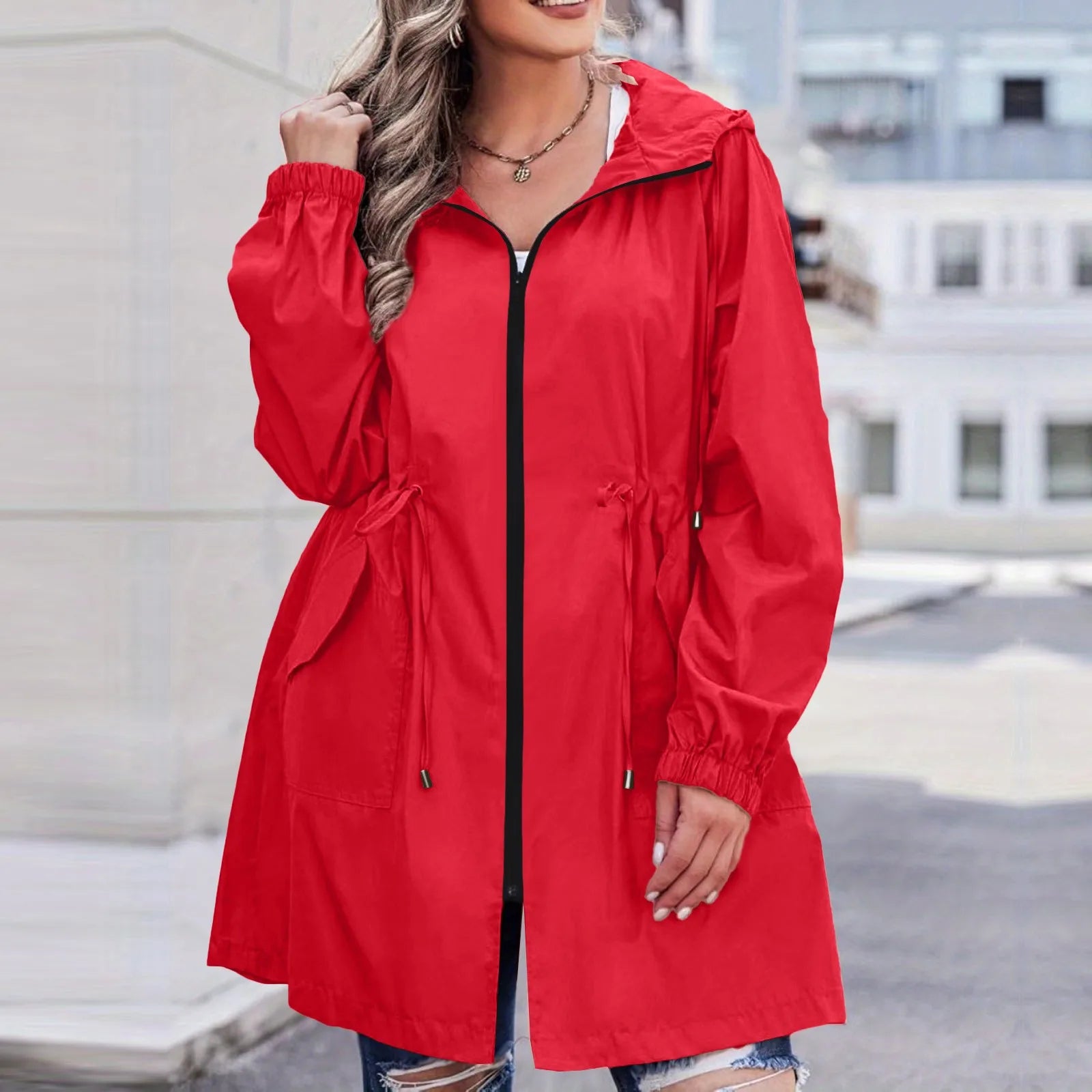 Women Trench Coat New Spring Autumn Jacket Casual Long Sleeve Hooded Mid Long Windbreaker Female Overcoat High-Quality Coats