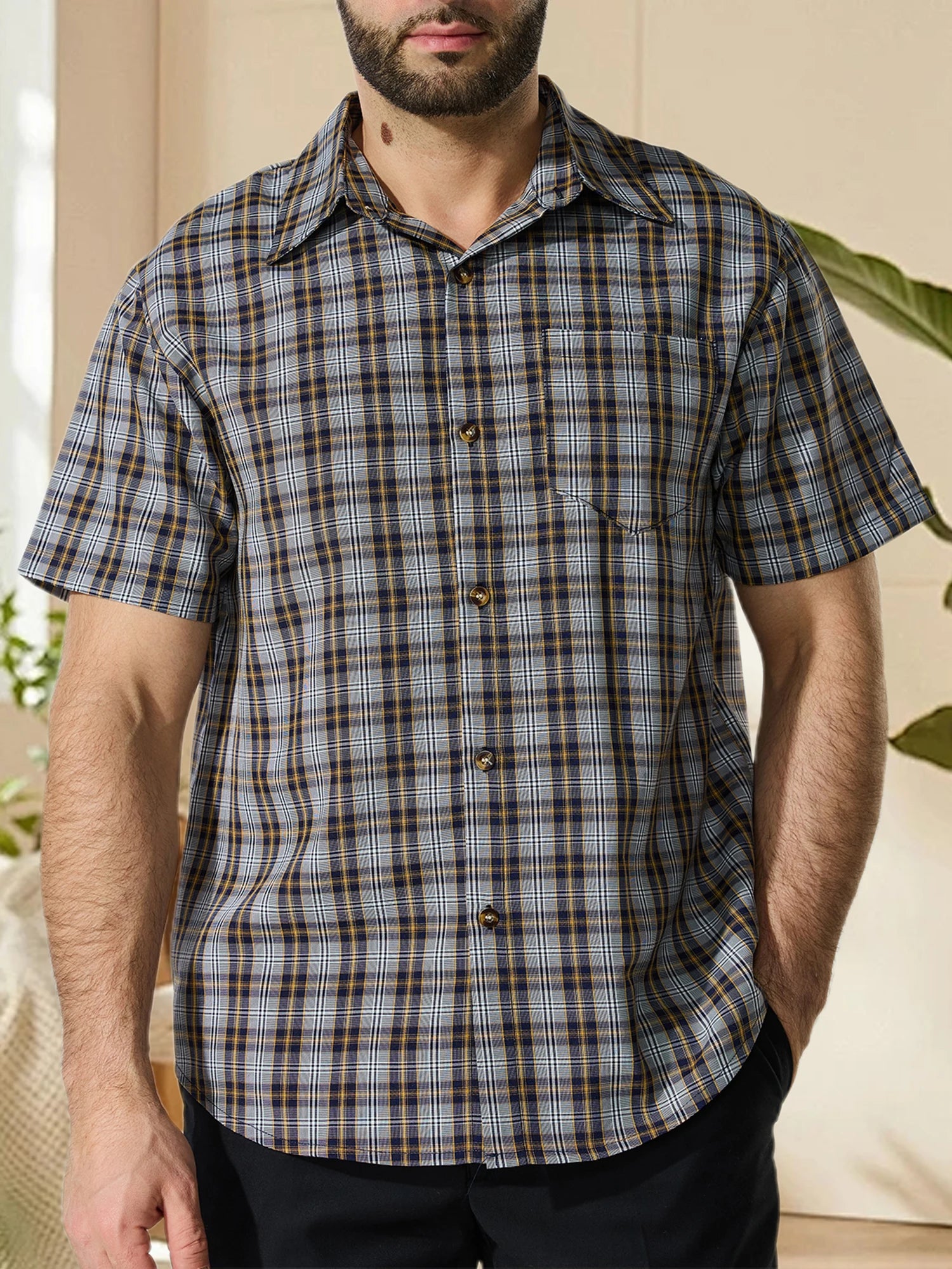 Summer Plaid Button Shirt