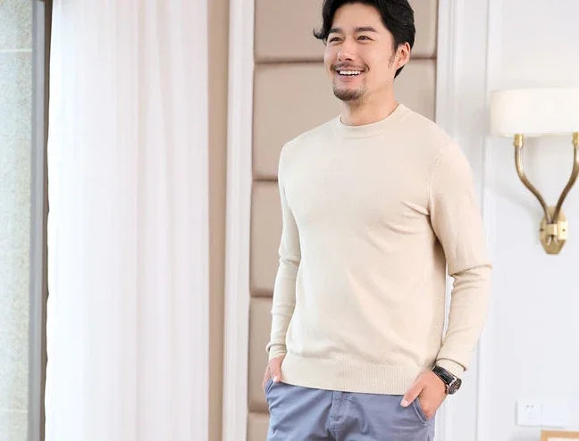 Thick Solid V-Neck Pullover