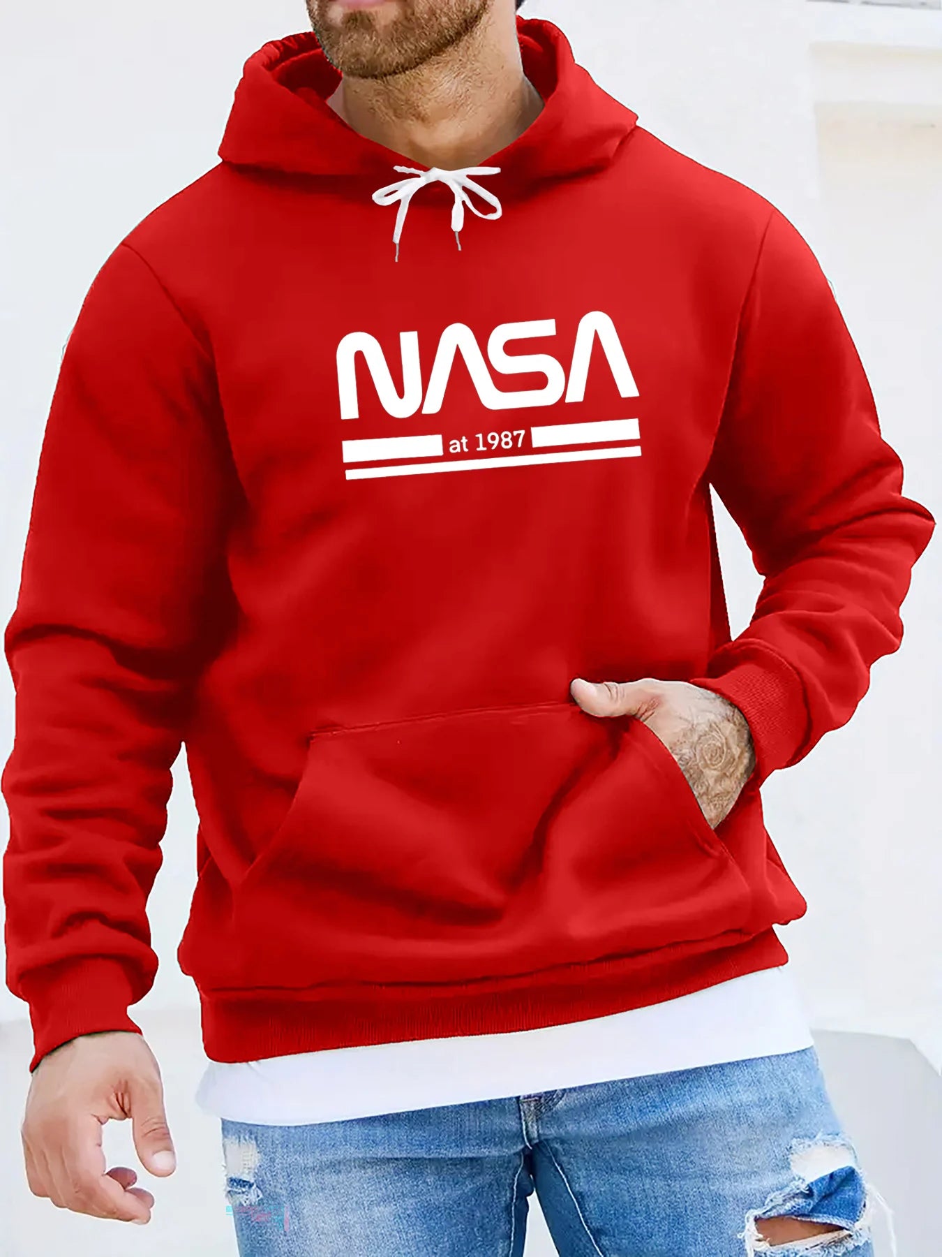 NASA Text Loose Casual Hoodie