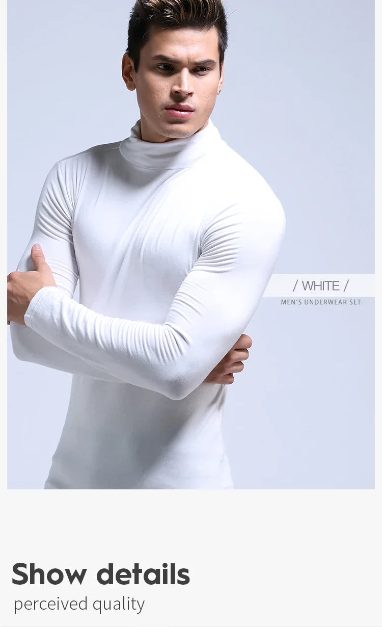 Autumn Winter Mens Turtleneck Sweaters Casual Thermal Long Sleeve Slim Fit Pullovers Stretch Basic Tops Sweatshirt Jumper TShirt