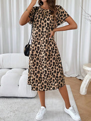 Retro Leopard Print Summer A-Line Dress