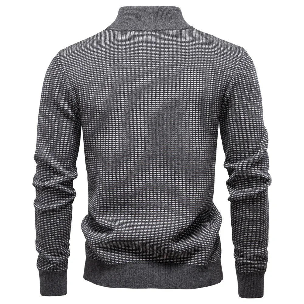 Striped Mock Neck Knit Sweater