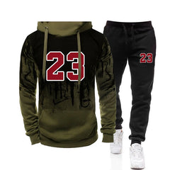 Mens Tracksuit Sports Printed Single Piece Sweatshirt Sweatpants Daily Jogging Mens Clothing Casual Splash-ink Hoodie Pants 2025