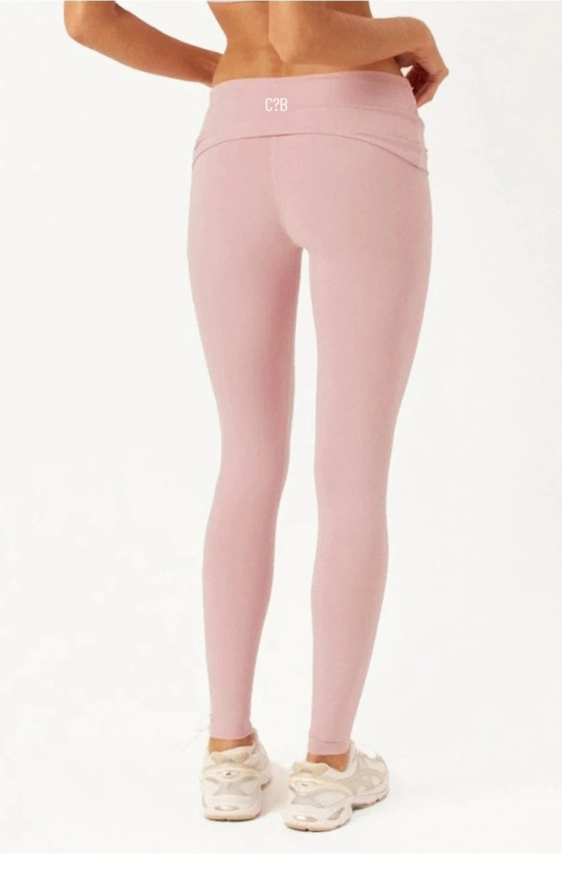 C-B Women's Yoga Set: Long-sleeved V-neck T-shirt & High-waisted Cuffed Shorts & Leggings, Suitable for Gym Workouts.
