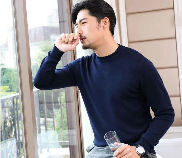 Thick Solid V-Neck Pullover