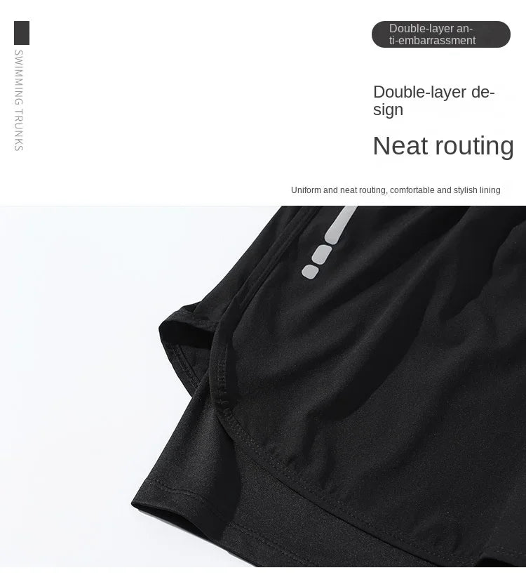 Men's Swim Trunks Quick Dry Athletic Shorts with Compression Liner for Beach Pool Running Gym