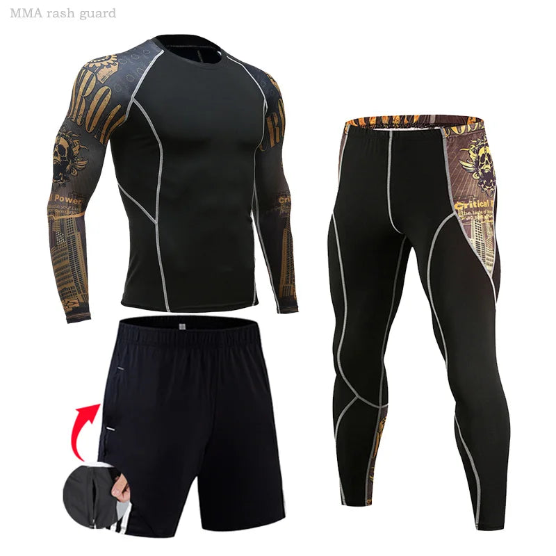 Compression Rashguard Gym Tights Set