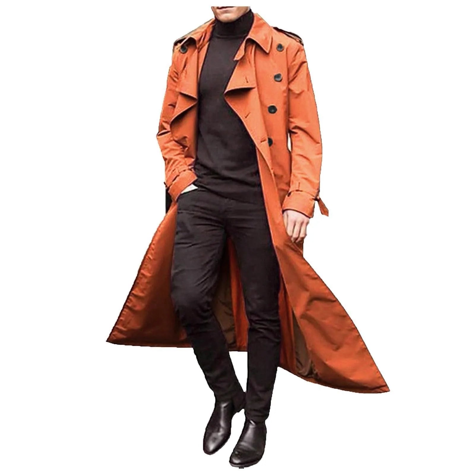 Men’s Luxury Full-Length Trench Coat – England Style Business Overcoat
