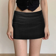 Women Low Waist Skirts Stripes A-line High Waist Skirt for Women Hips Spliced Short Skirt Ladies Bodycon Layered Mini Bottoms