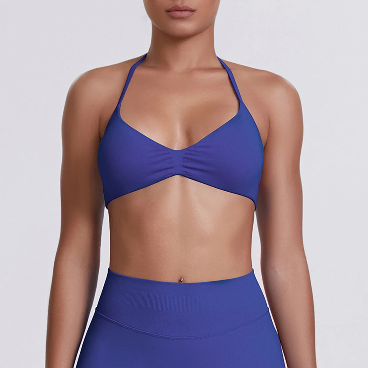 Sport Bra Strappy Bra Top Women High Support Thin Strap Halter Sport Seamless Bras Scrunch Workout Yoga Tank