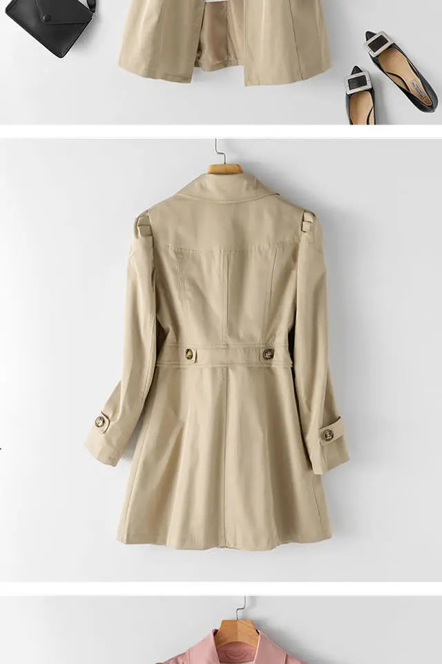 Slim Double Breasted Long Trench