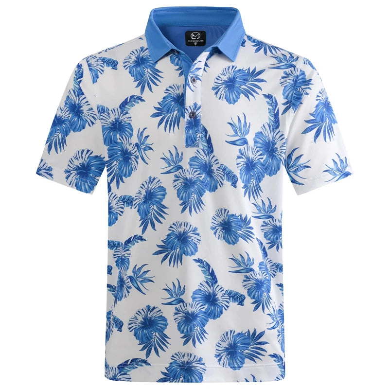 Hawaiian Print Streetwear Polo Shirt