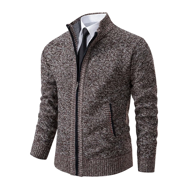 Stand Collar Fleece Zip Cardigan