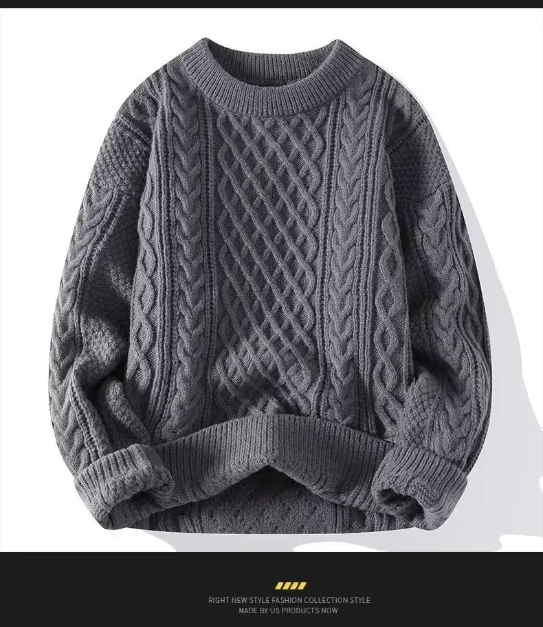 Trendy Knitted Sweater For Men Casual Round Neck Pullover Male Knitted Soft Fall Winter Fashion Long Sleeve Mens Kntwear Outwear