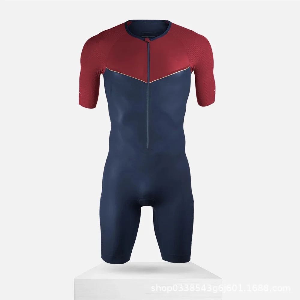 Righttrack Triathlon Race Suit Men's Short Sleeve Skinsuit Long Distance Tri Suits Performance Swimming/Cycling