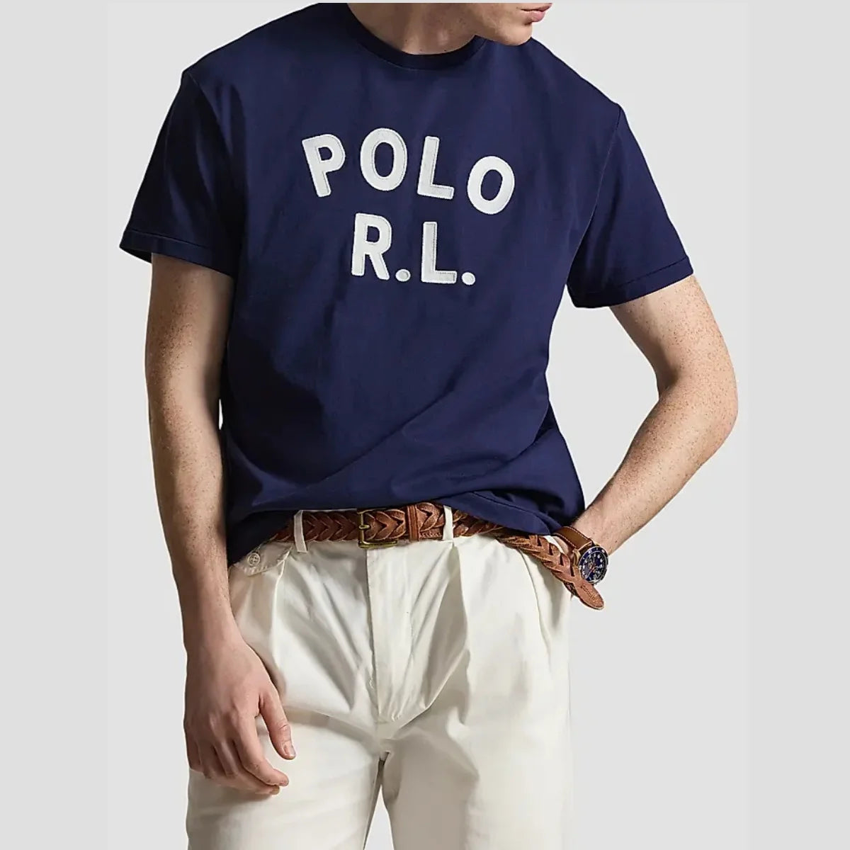 Polo Classic-Fit Logo Cotton T-Shirt Graphic Printing High-end Luxury Unisex Style Both of Men and Women