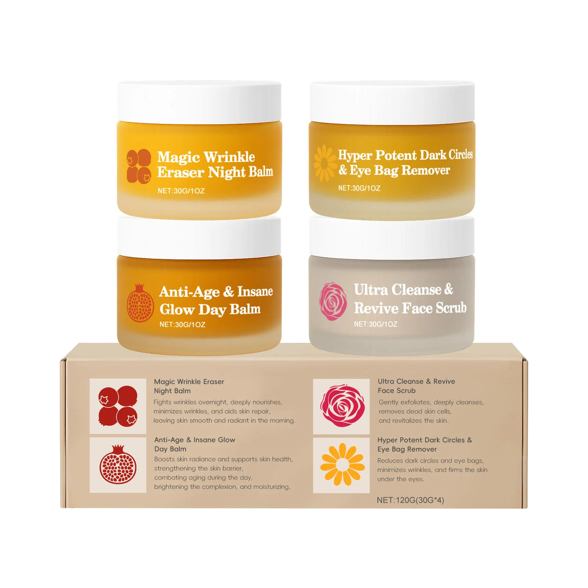 Skincare Set Day Night Cream Eye Cream Face Scrub Moisturizing Revitalizing Firming Radiance Glow Hydrating Routine