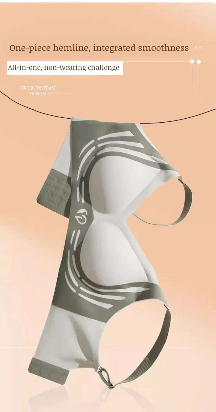 Women's Sports Bra AntiSagging Adjustable Small Breasts Love Heart Color Collision  Seamless High Elasticity Lift Shapewear