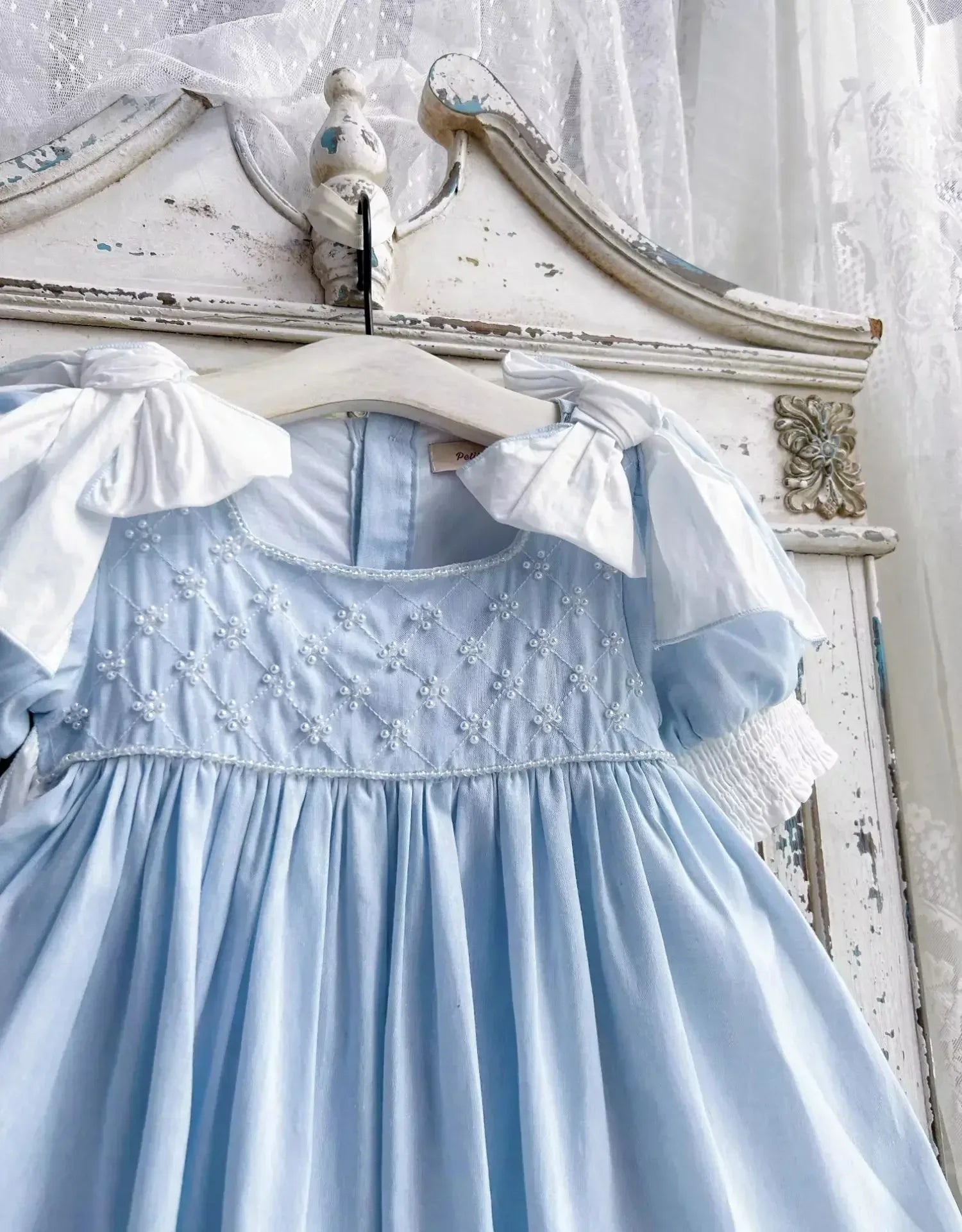 Embroidered Bow Princess Girls Dress